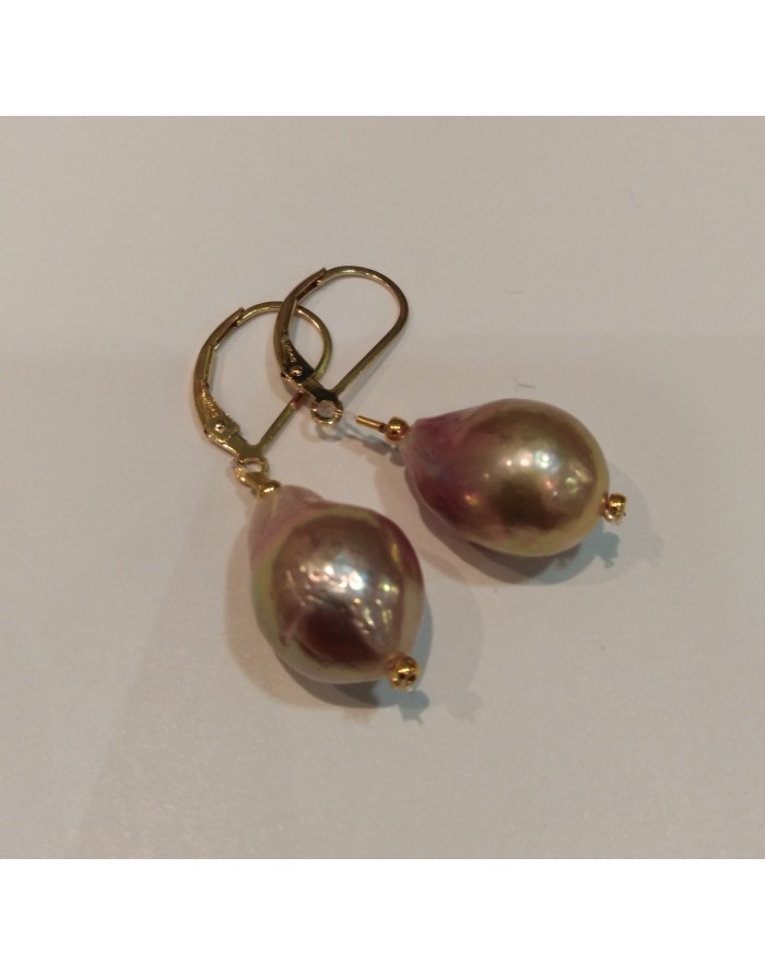 Boucles D'oreilles Vintage Clips Perles Baroques - Argenté - Occasion